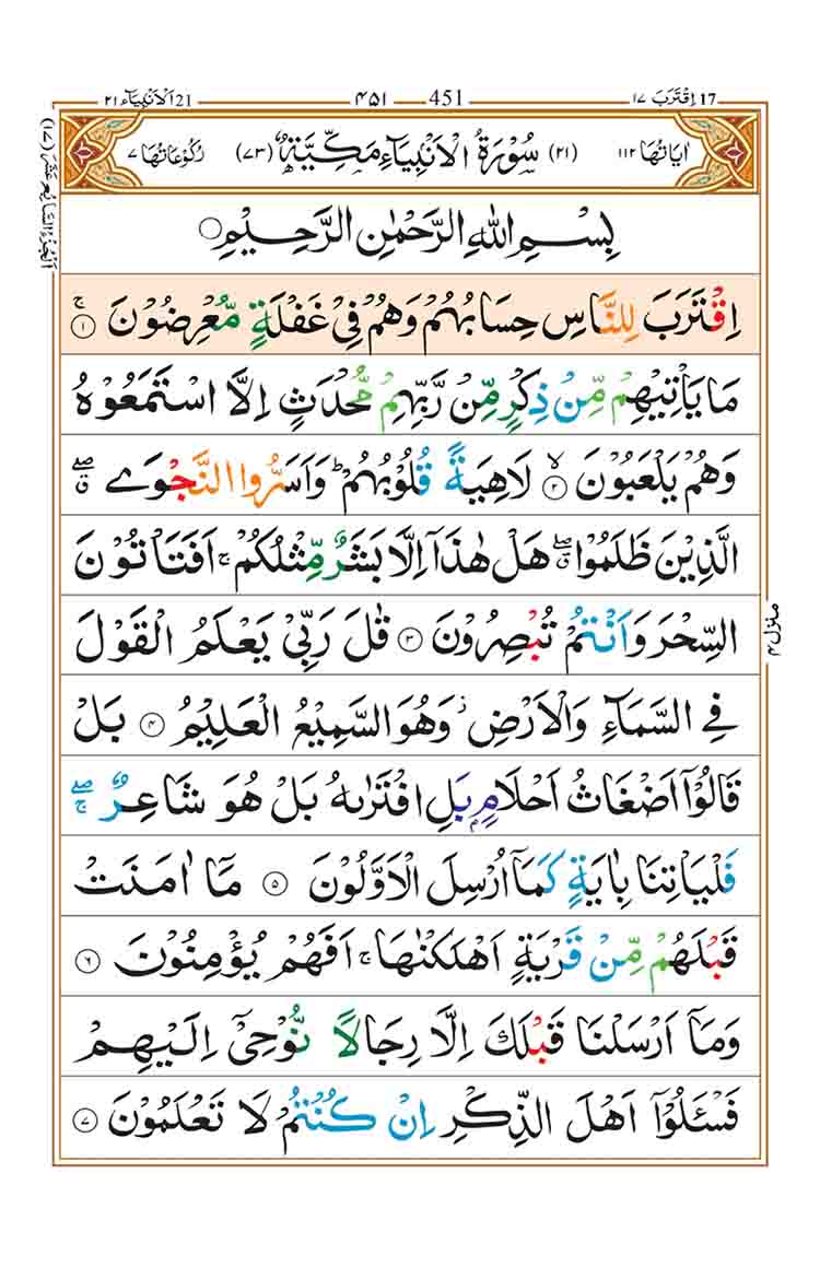 Surah Al Anbiya Page 1