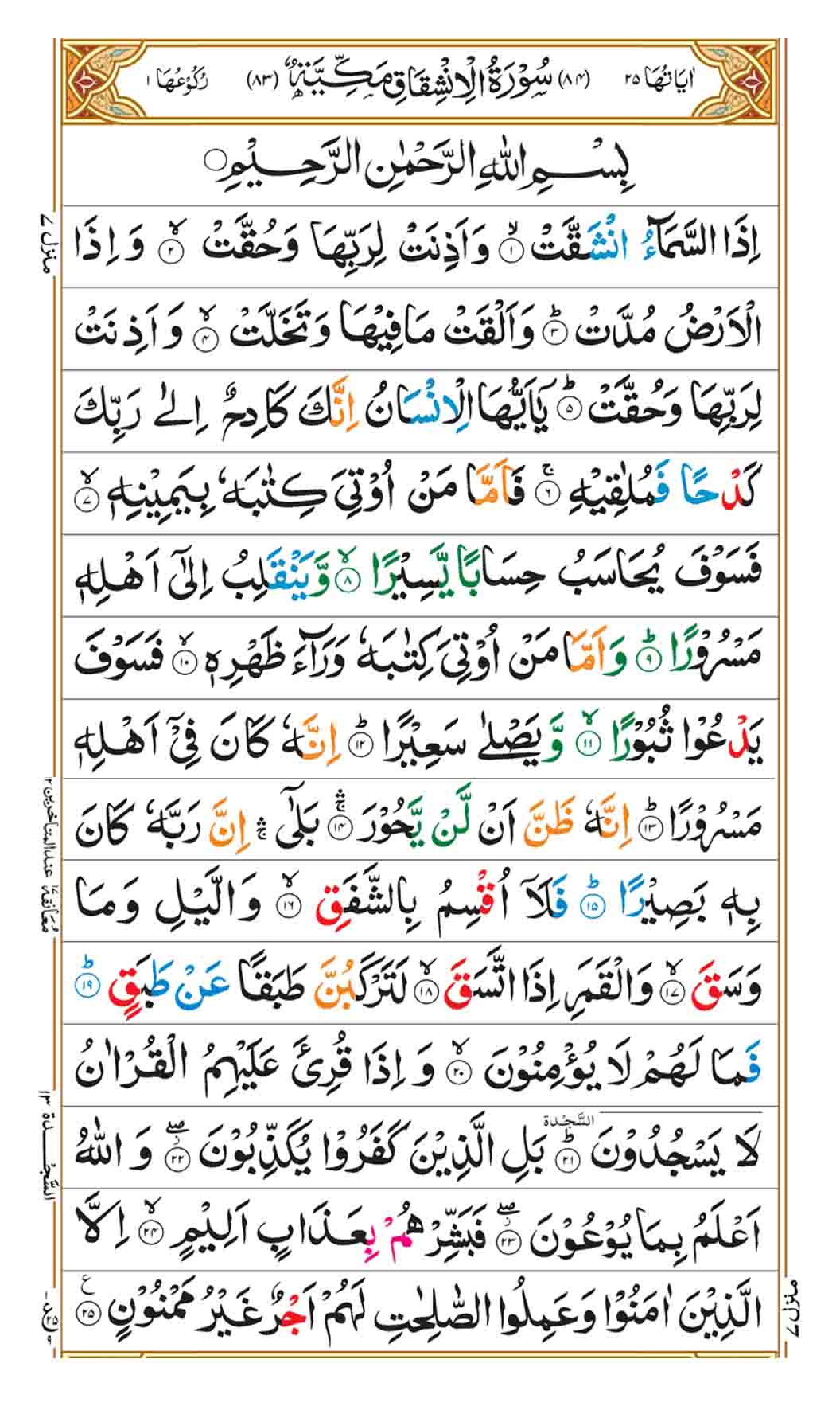 surah al inshiqaq